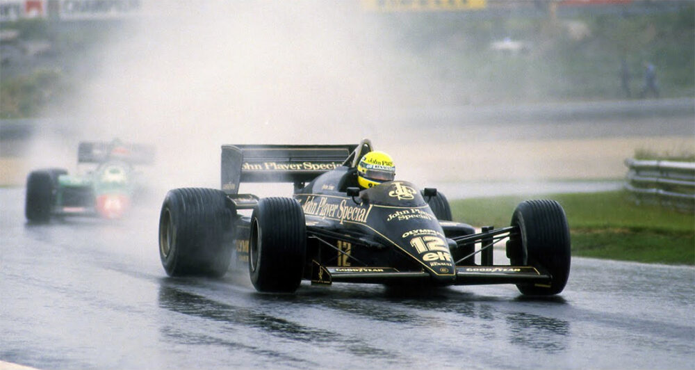 Ayrton Senna no GP de Portugal em 1985 em sua Lotus