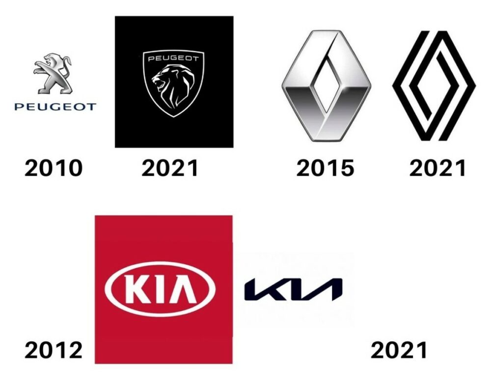 Novos logotipos Peugeot, Renault e Kia