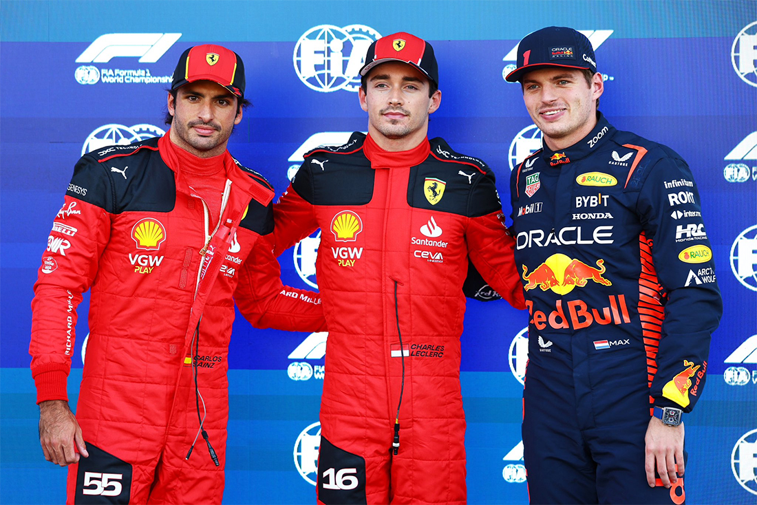 Sainz, Leclerc e Verstappen